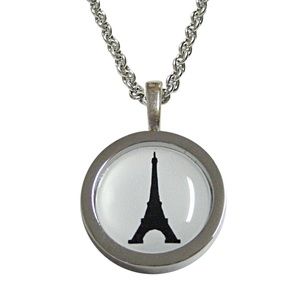 Bordered France Eiffel Tower Pendant Unisex Neckla